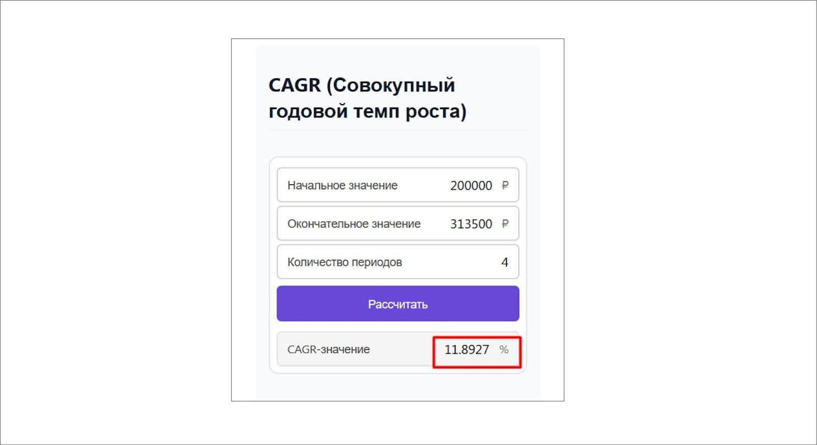 расчет совокупного годового темпа роста